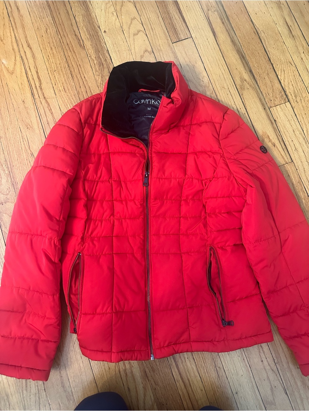 Calvin Klein Red Quilted Jacket with Black Lining